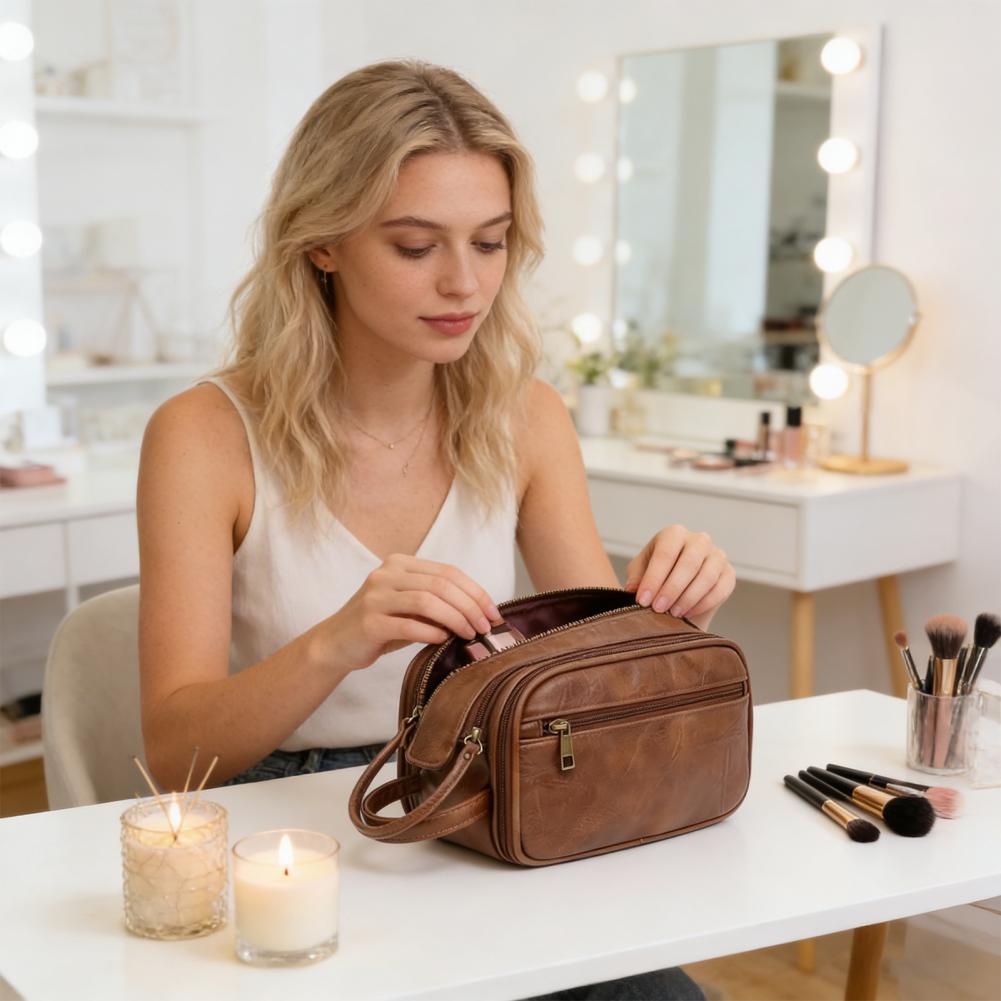 Travel Makeup Bag Faux Leather - Men'S Grooming Makeup ulasan dan harga
