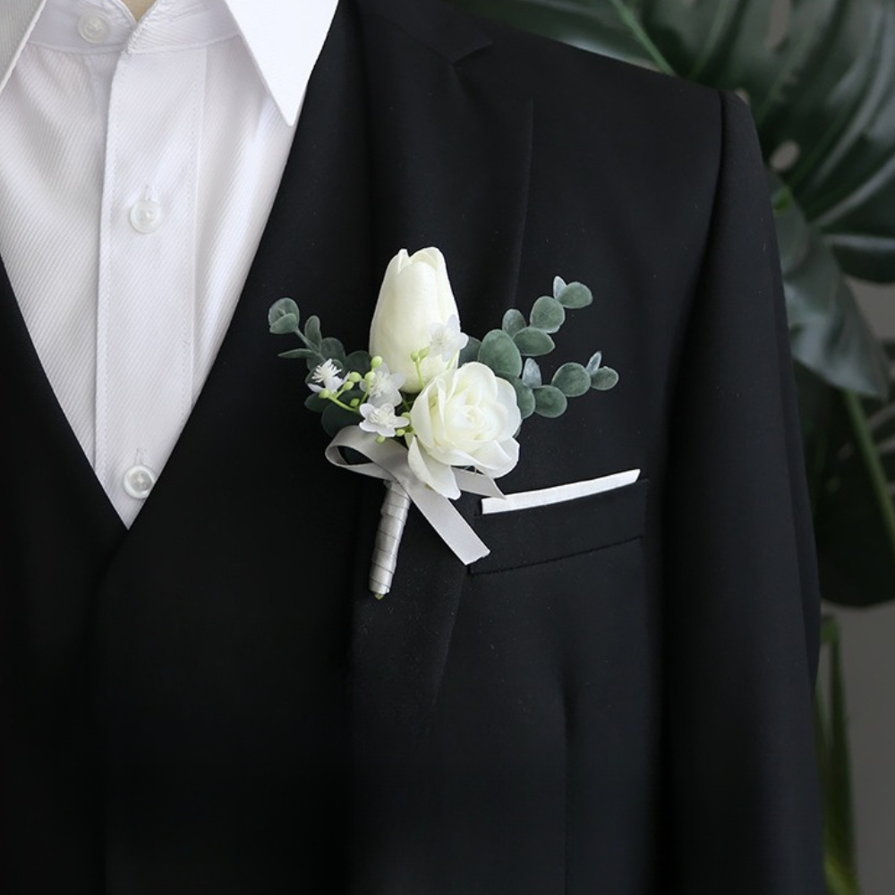 Groom Boutonniere Wedding Deco - Men'S Grooming For Marriage ulasan dan harga
