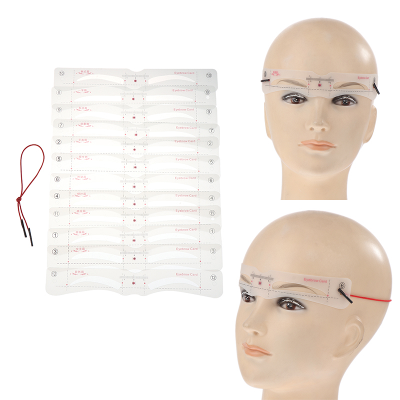 12Pcs Eyebrow Stencil Set Reus - Men'S Grooming Makeup ulasan dan harga
