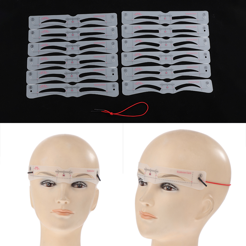 12Pcs Eyebrow Stencil Set Reus - Men'S Grooming Makeup ulasan dan harga