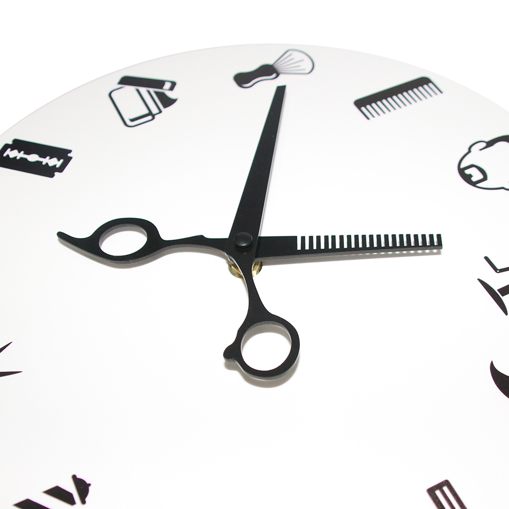 Barber Shop Wall Clock with Sc - Men'S Grooming Studio ulasan dan harga