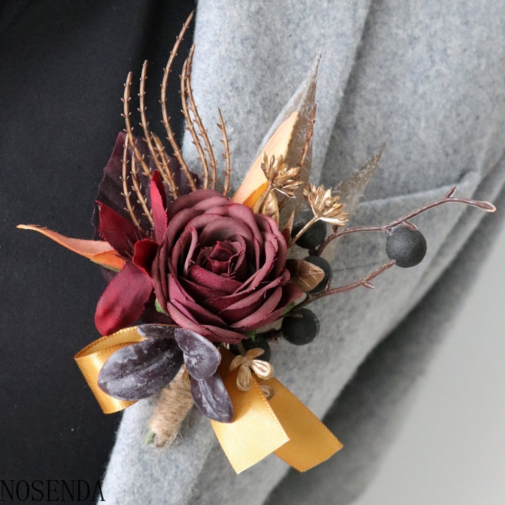 Burgundy Silk Rose Artifical F - Men'S Grooming For Marriage ulasan dan harga