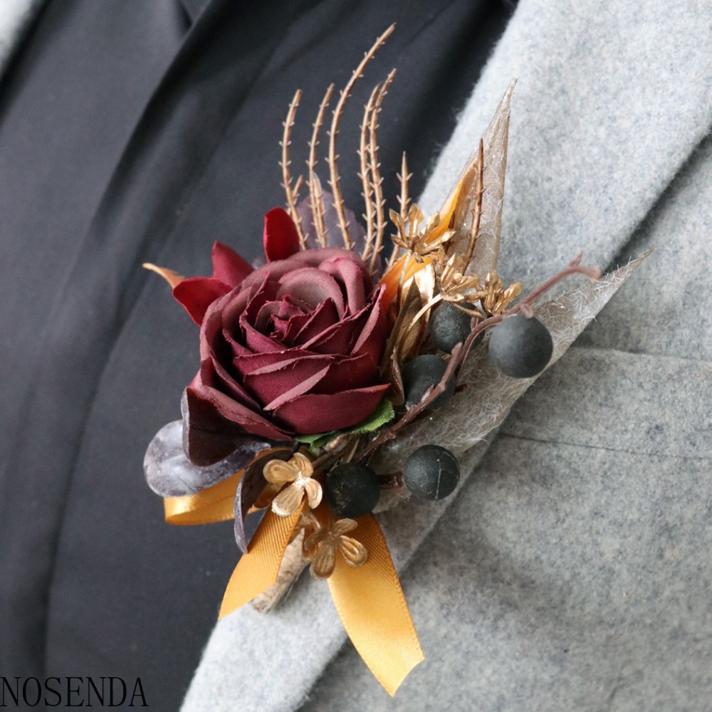 Burgundy Silk Rose Artifical F - Men'S Grooming For Marriage ulasan dan harga