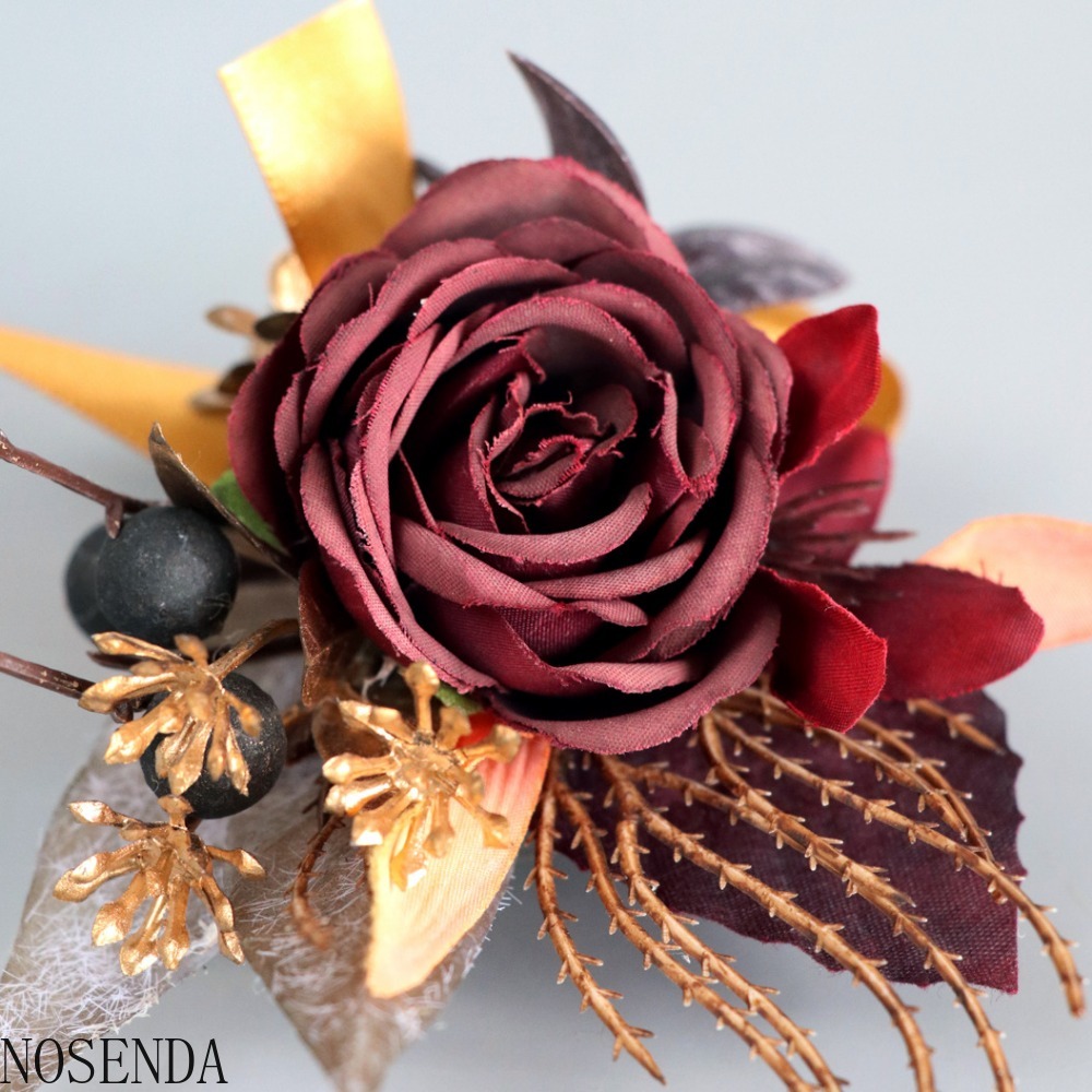 Burgundy Silk Rose Artifical F - Men'S Grooming For Marriage ulasan dan harga
